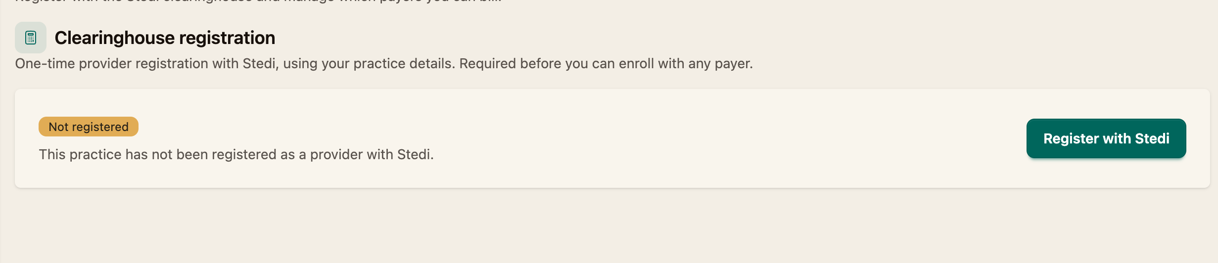The Clearinghouse registration section showing Registered.